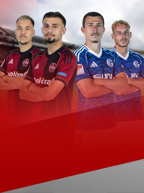 Jeweils zwei Spieler vom FC Nürnberg und FC Schalke 04
